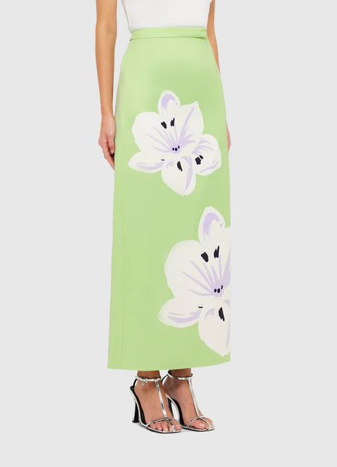 Clémentine Maxi Skirt - Hibiscus in Matcha