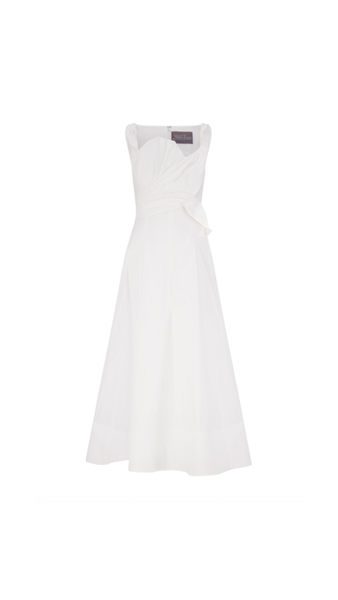 Cotton Poplin Draped Floral Dress