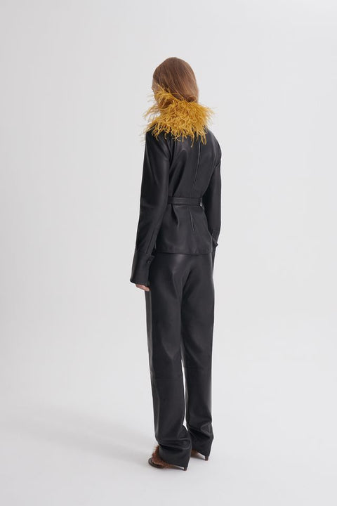 Scanlan Theodore Leather Funnel Neck Top – Noir
