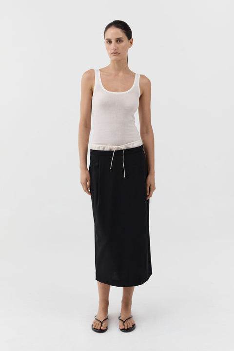 St. Agni Layered Waist Column Skirt in Black
