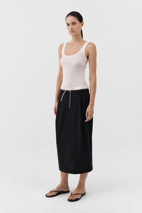 St. Agni Layered Waist Column Skirt in Black