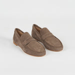 The Penny Loafer in Taupe Suede