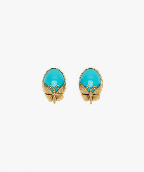 Sonia Petroff Farfalla Button Earrings – Turquoise