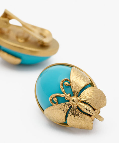 Sonia Petroff Farfalla Button Earrings – Turquoise
