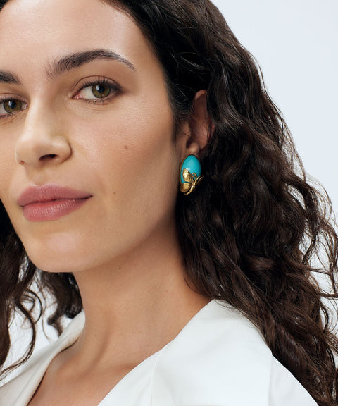 Sonia Petroff Farfalla Button Earrings – Turquoise