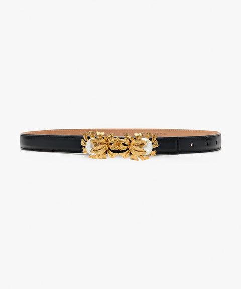 Sonia Petroff Moonflower Narrow Belt in Black