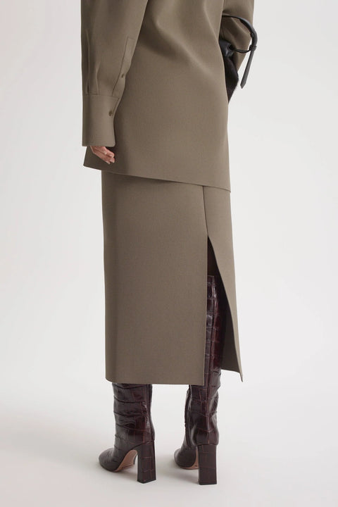 Scanlan Theodore Crepe Knit Pencil Long Skirt – Army