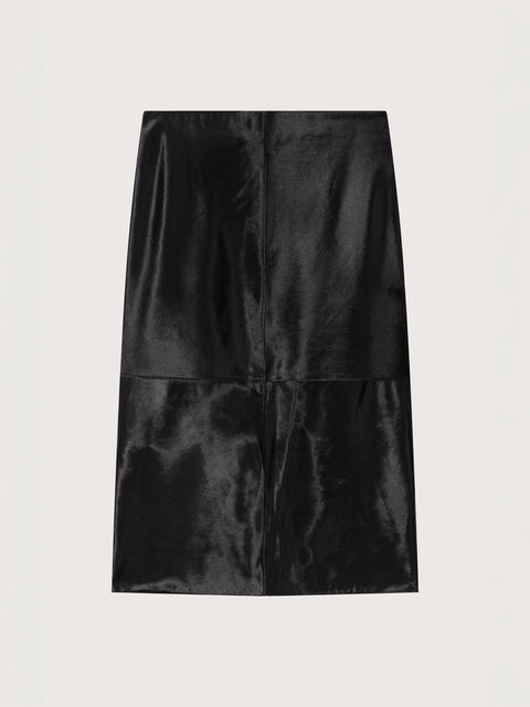 Courtney Zheng Jeanne Pony Hair Midi Skirt – Black