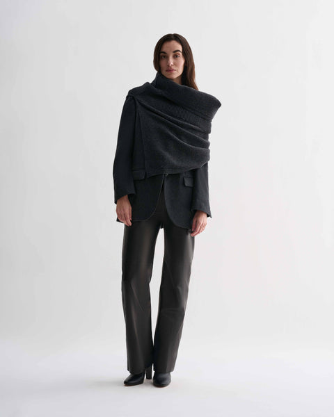Caro Snood in Wool Cashmere, Charcoal