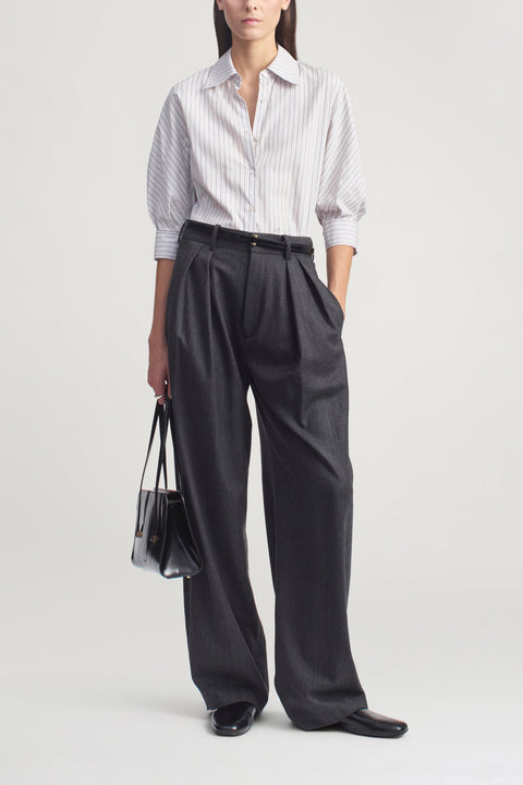 Kallmeyer Colette 3/4-Sleeve Button Down – Navy Stripe