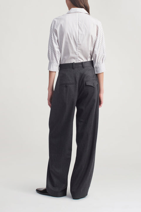 Kallmeyer Colette 3/4-Sleeve Button Down – Navy Stripe