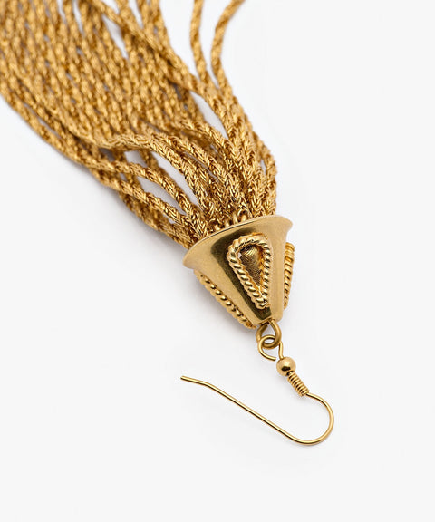 Sonia Petroff Cascata Tassel Earrings in Gold, detail 3