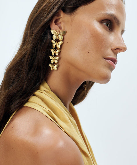 Sonia Petroff Farfalla Drop Earrings in Gold, detail 2