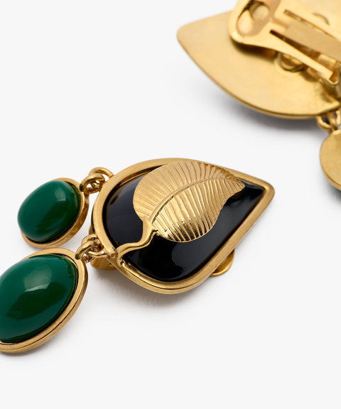 Sonia Petroff Leaf Earrings Black