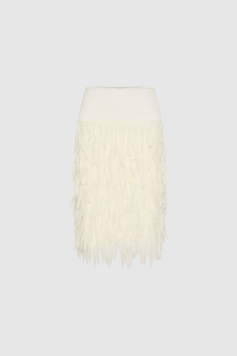 St. Agni Fringe Midi Skirt in Talco