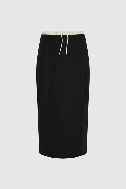 St. Agni Layered Waist Column Skirt in Black