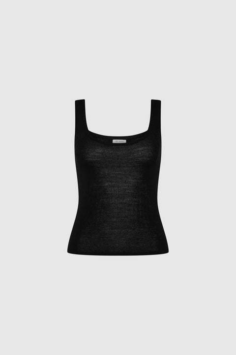 St. Agni Superfine Merino Wool Tank in Black