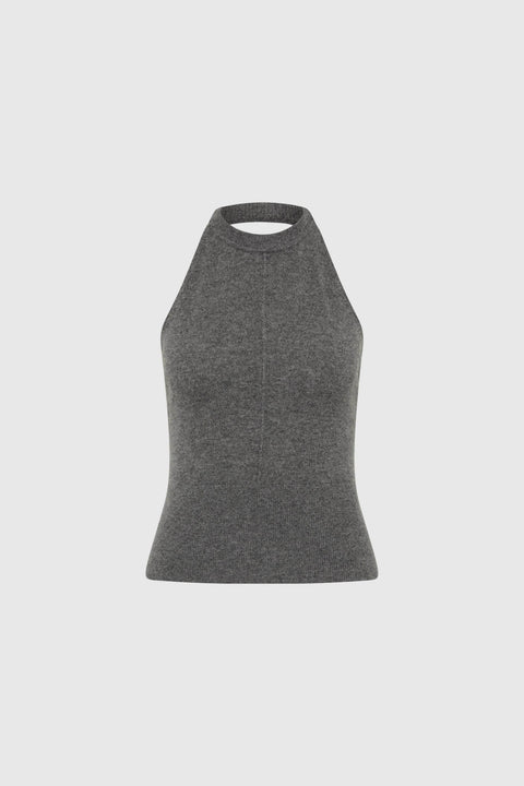 St. Agni Cashmere Halter Top in Smoked Melange