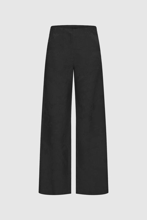 St. Agni Silk Wool Jacquard Minimal Pants in Black