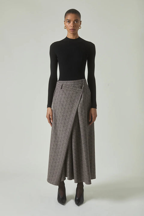 Heirlome Tetchan Jacquard Skirt – Taupe/Espresso