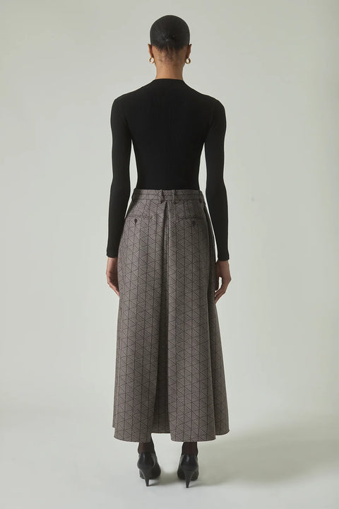 Heirlome Tetchan Jacquard Skirt – Taupe/Espresso