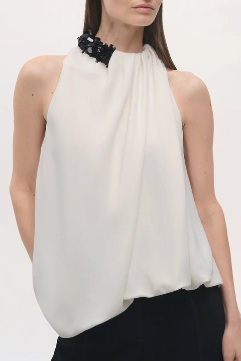 Brandon Maxwell The Haze Top – Ivory/Black