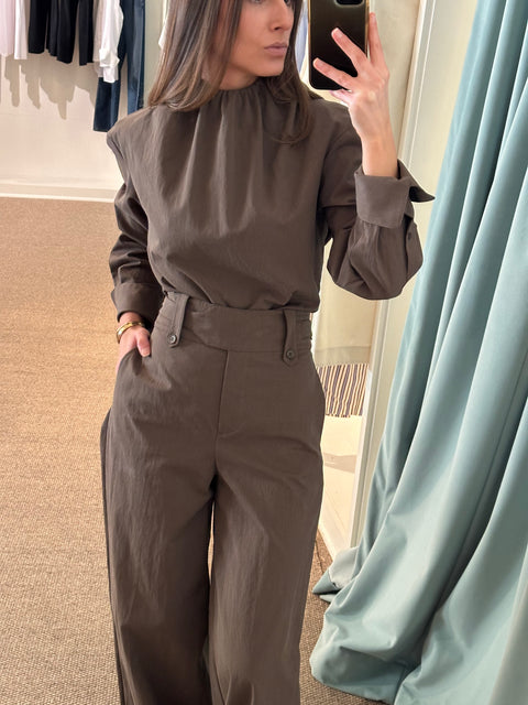 Scanlan Theodore Cotton Twill Gather Neck Top – Cigar