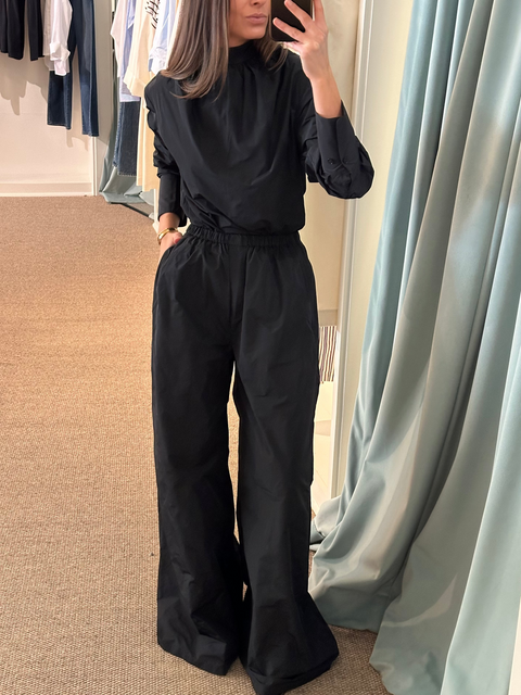 Scanlan Theodore Taffeta Wide Leg Trouser – Black