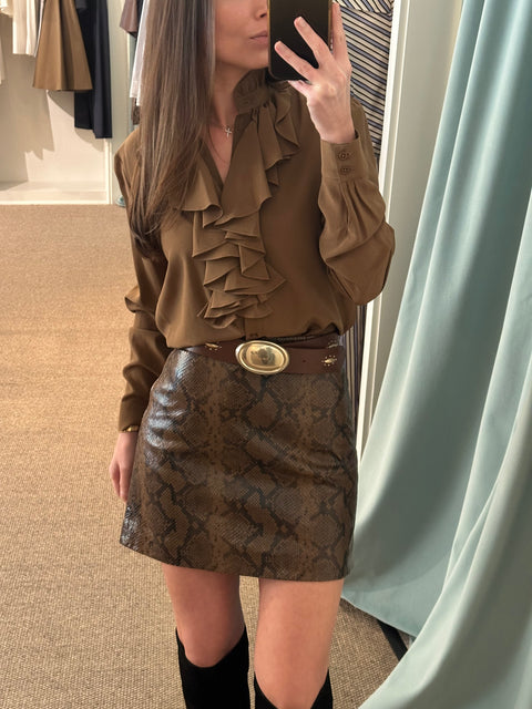 Nili Lotan Lily Silk Blouse – Cognac