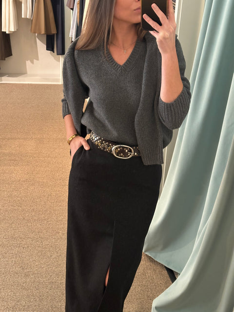 Nili Lotan Vicki Sweater – Dark Charcoal Melange