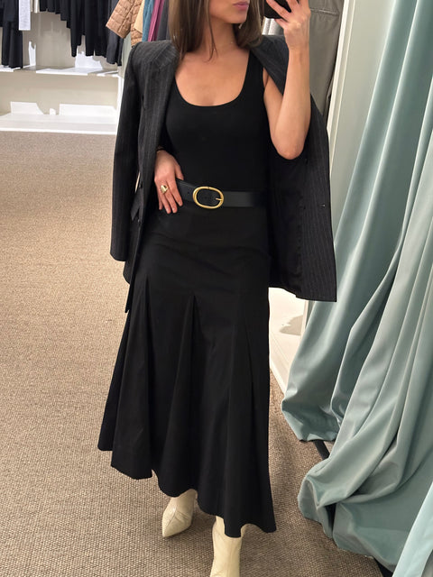 Cotton Poplin Seam Detail Skirt