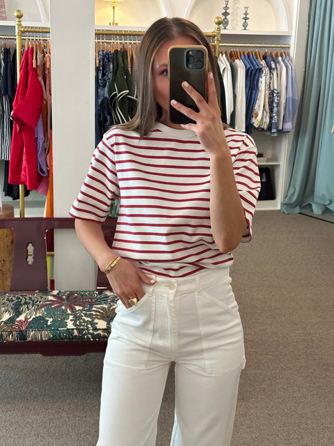 Knitted Jersey Tee - red striped