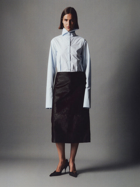 Courtney Zheng Jeanne Pony Hair Midi Skirt – Dark Aubergine