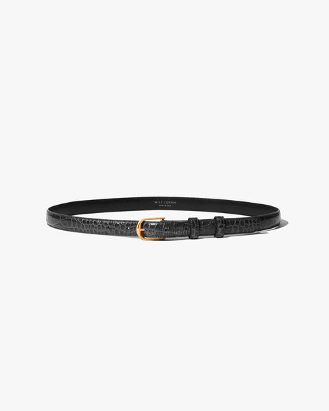 Nili Lotan Jane Croc Belt in Black