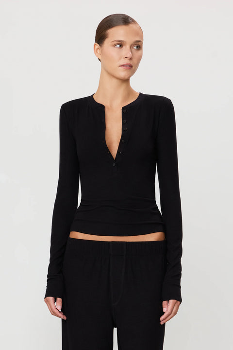 Long Sleeve Henley Top