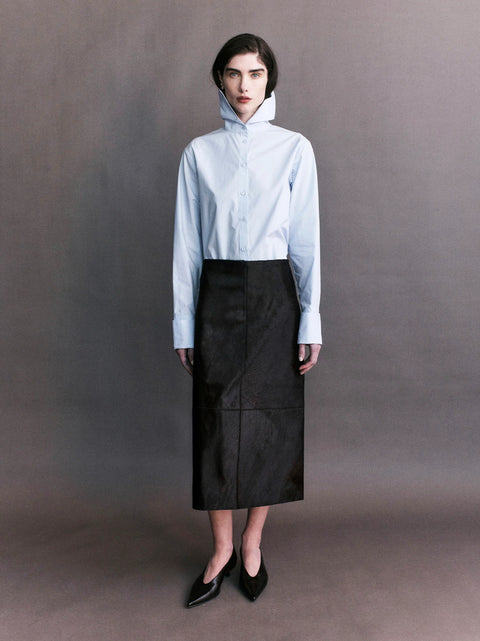 Courtney Zheng High Neck Poplin Shirt – Powder Blue