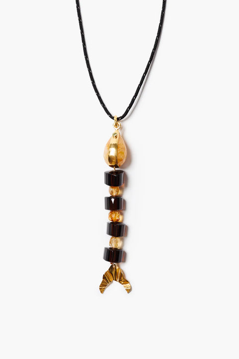 Smokey Quartz Fish Necklace