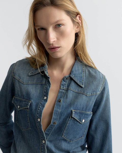 Nili Lotan Travis Shirt in Classic Wash, side