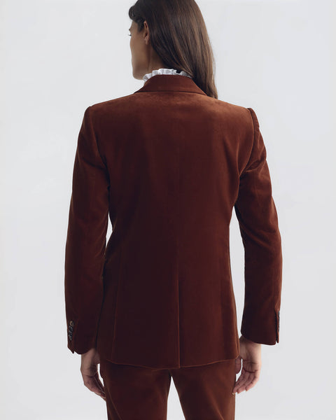 Nili Lotan Anabel Velvet Blazer in Burnt Sienna, back