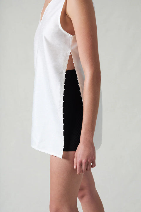 White Vneck Mini Dress
