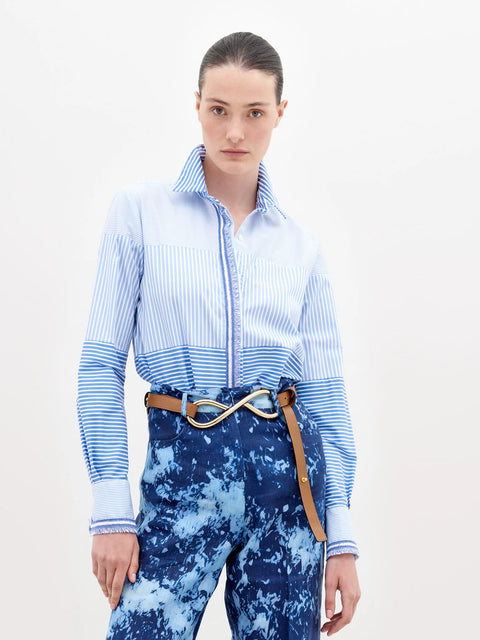Raina Shirt - Multi Blue Stripes