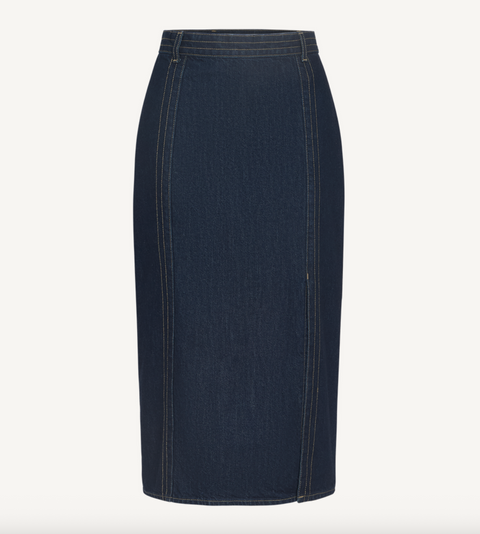 Denim Skirt with Seams