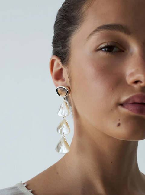 White Mop Tiered Earrings