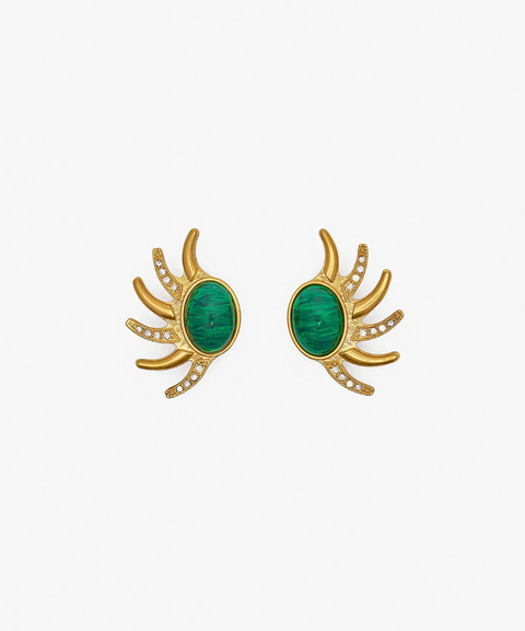 Sonia Petroff Sun Half Earrings - Green