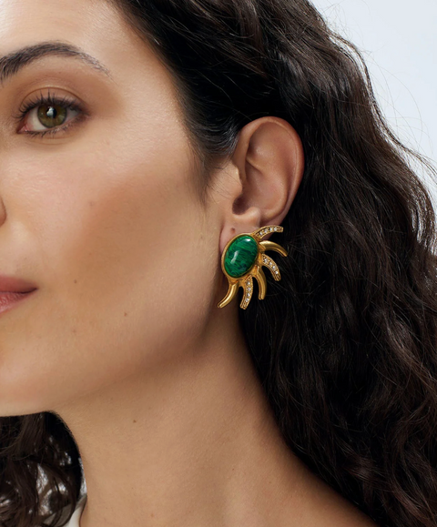 Sonia Petroff Sun Half Earrings - Green