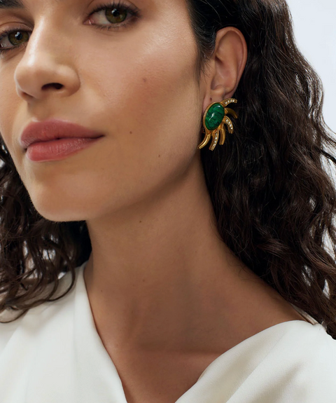 Sonia Petroff Sun Half Earrings - Green