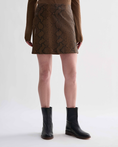 Veronica de Piante Cecily Leather Skirt – Snake Print