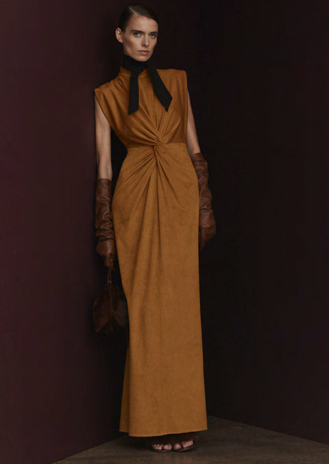 Scanlan Theodore Faux-Suede Dress – Mustard