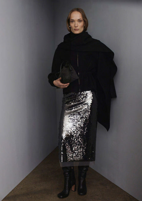 Scanlan Theodore Sequin Pencil Skirt – Anthracite
