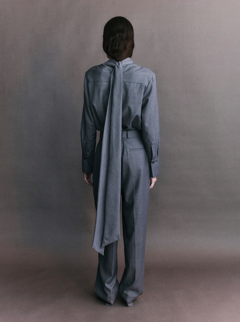 Courtney Zheng Ambrose Double Pleat Wool Trouser – Grey Melange